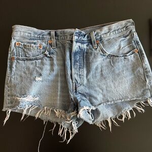 Levi's Light Blue Distressed Jean Shorts